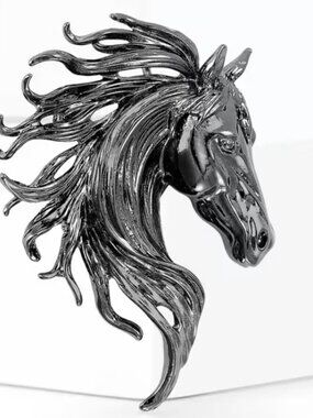 Classic Black Horse Brooch Pin